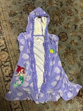 Dianey Store Little Mermaid Hooded Cover-Up - Purple with Ariel & Flounder